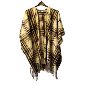 WOOLRICH Womens Poncho Shawl Wrap One Size Soft Fringe Cabincore Classic Western